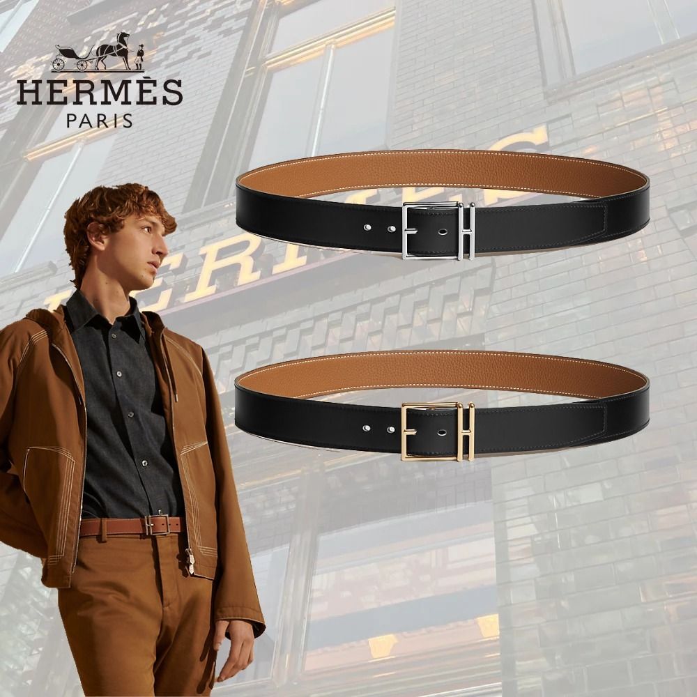 シンプルで使いやすい】HERMES Nathan 32 リバーシブルベルト (HERMES