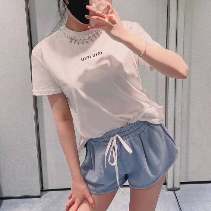 ☆Miumiu☆ガーメントダイのコットン・ベロア・ショーツ (MiuMiu