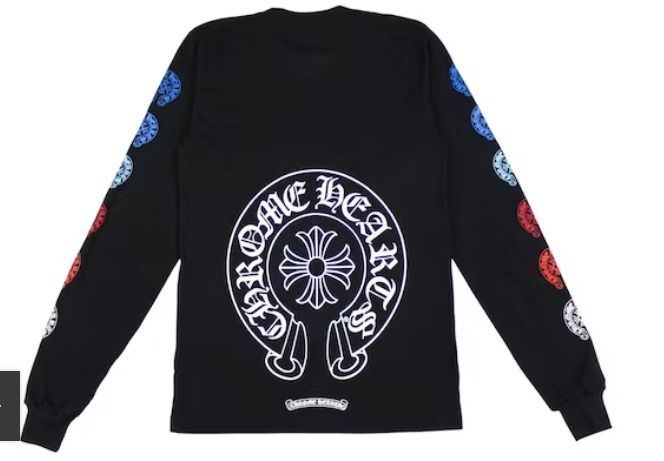 Chrome Hearts】マルチカラー ホースシュー ロング Tシャツ 黒 (CHROME
