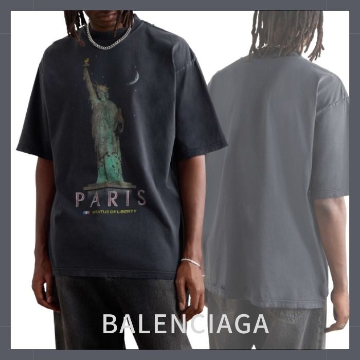 BALENCIAGA】オーバーサイズ ダメージ加工プリント Tシャツ
