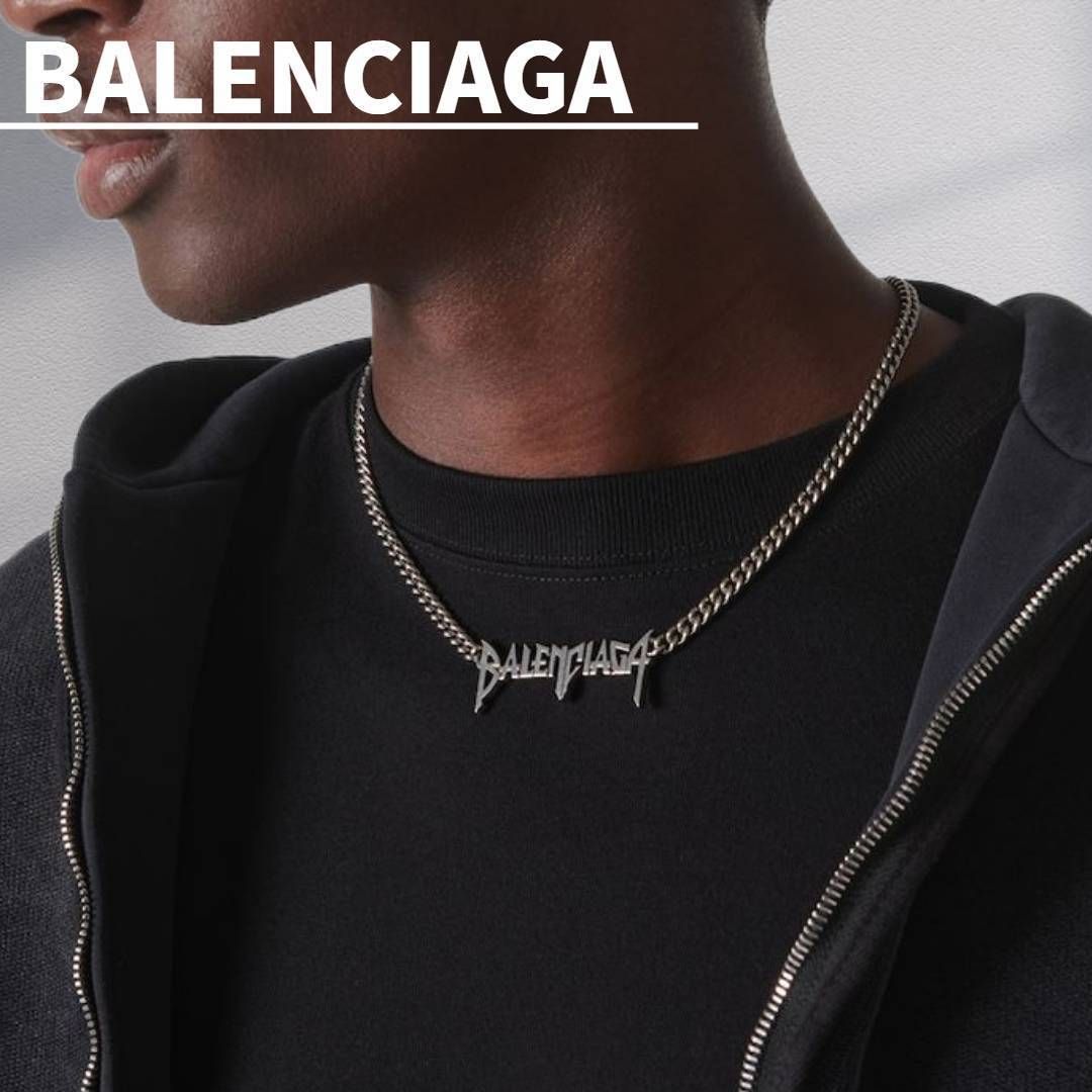 関税込み☆人気【BALENCIAGA】TYPO METAL ネックレス (BALENCIAGA