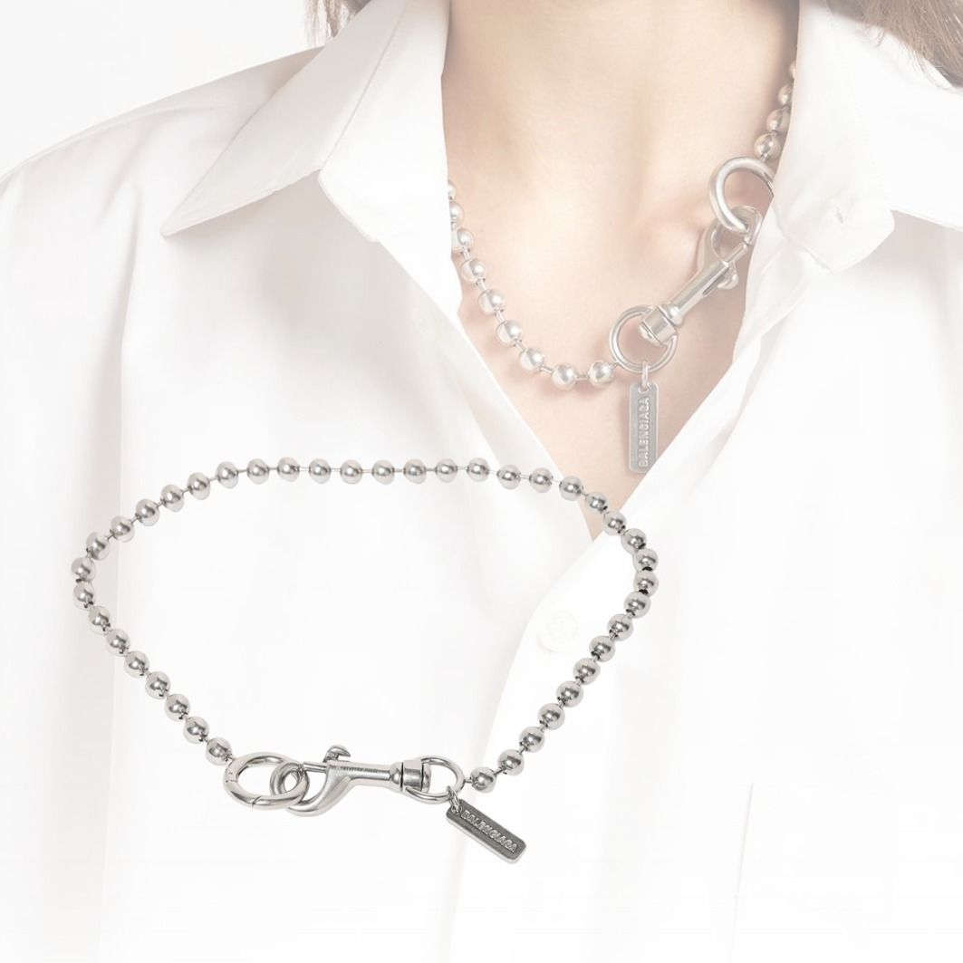 BALENCIAGA】ネックレス ロゴ タグ シルバー 送料込 (BALENCIAGA