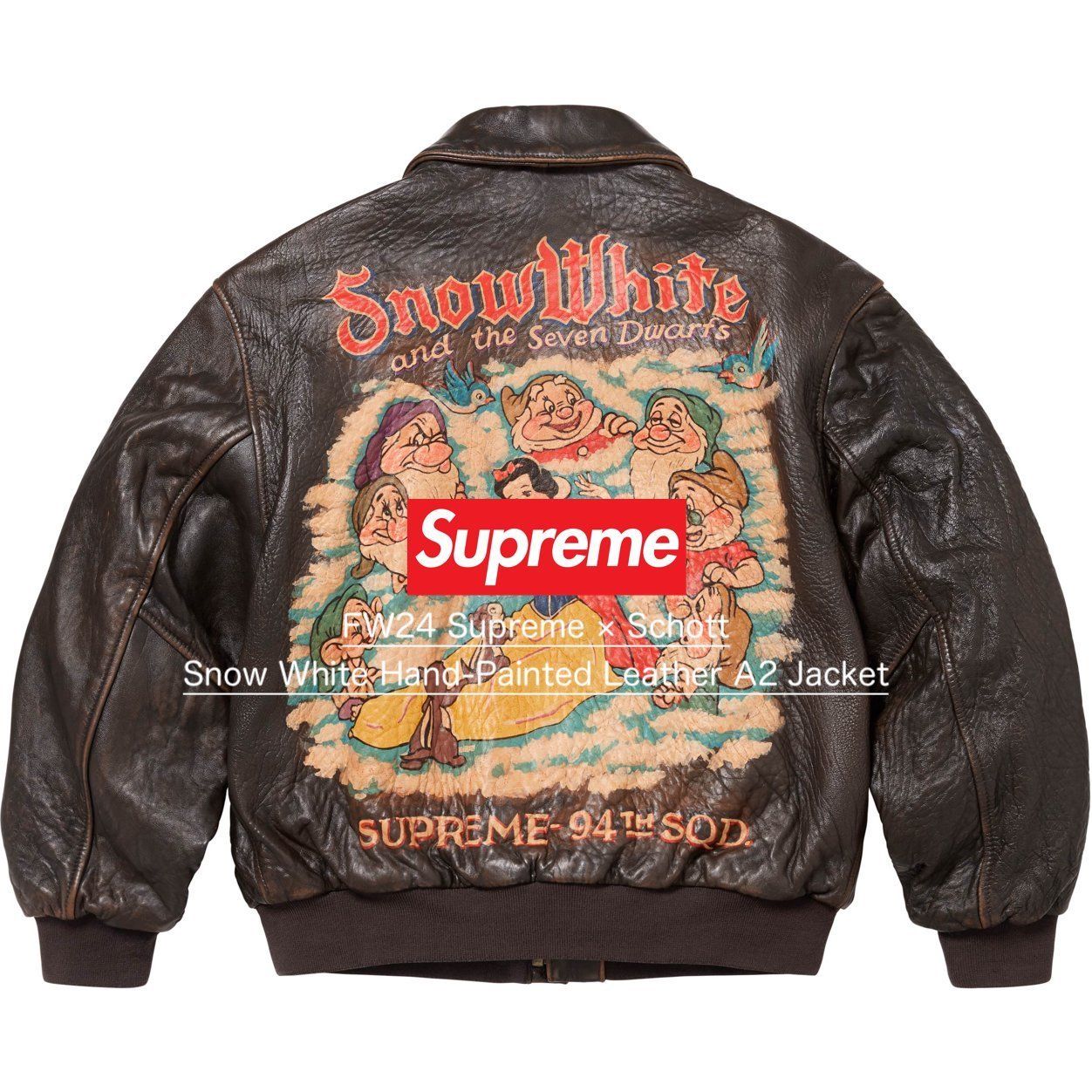 Supreme Schott Snow White Hand-Painted Leather A2 Jacket (Supreme