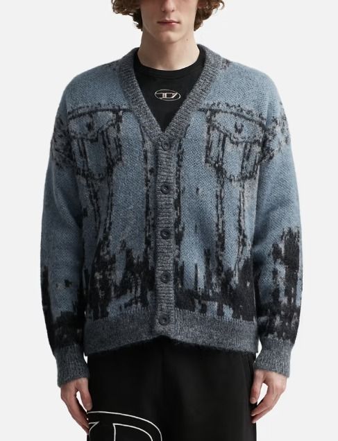 DIESEL】 Gジャン柄モヘア混イタリア製カーディガン K-PETALO (DIESEL