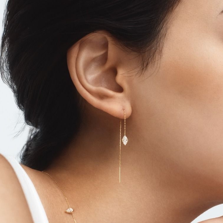 AHKAH アーカー ピアス セブロン ダイヤモンドチェーン 18K 国内