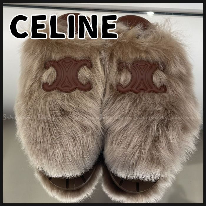CELINE】lady'sもこもこファー♡トリオンフ サボサンダル (CELINE