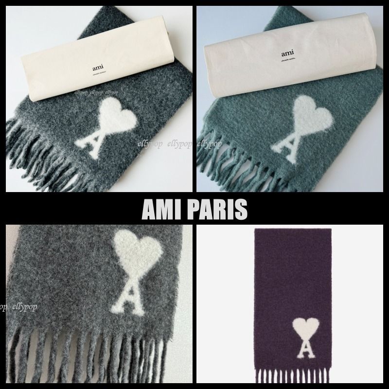 AMI PARIS アミ パリス ハート ロゴ オーバーサイズ マフラー (AMI