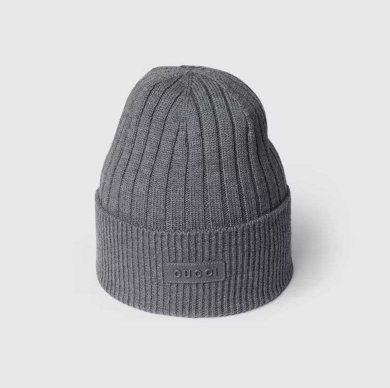GUCCI】グッチ ウール リブ ロゴ入り ニット帽/ビーニー (GUCCI/ニット