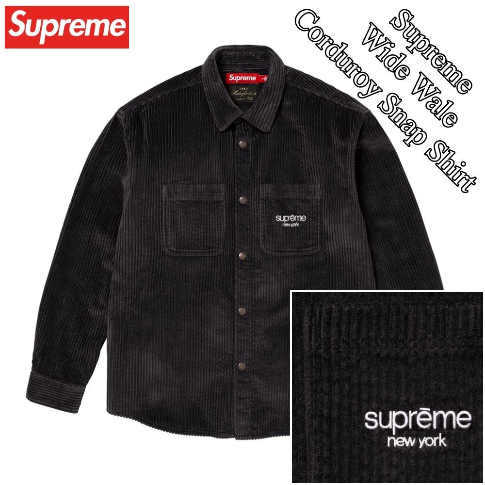 Supreme】Wide Wale Corduroy Snap Shirt☆Black☆24FW☆ (Supreme