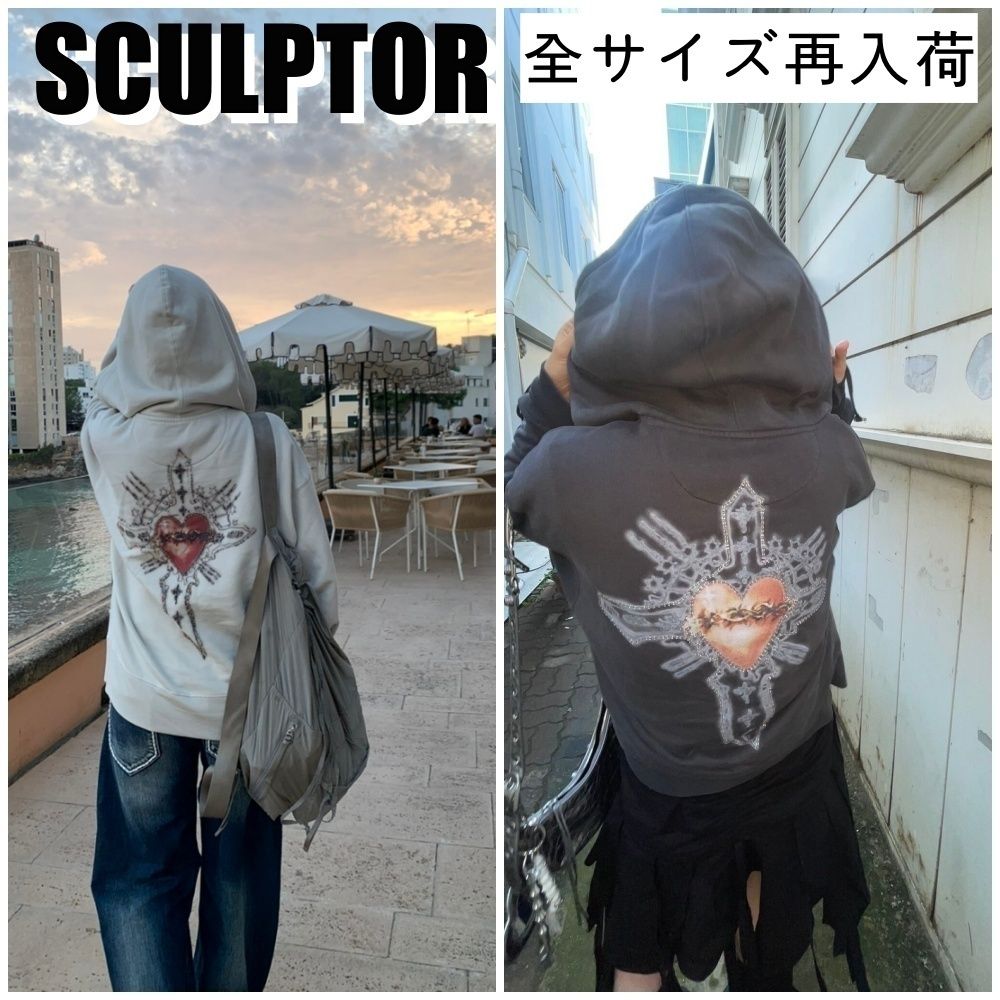 ☆SCULPTOR 韓国☆Beaded Saint Hoodie Zip-Up 送料 関税込 (SCULPTOR
