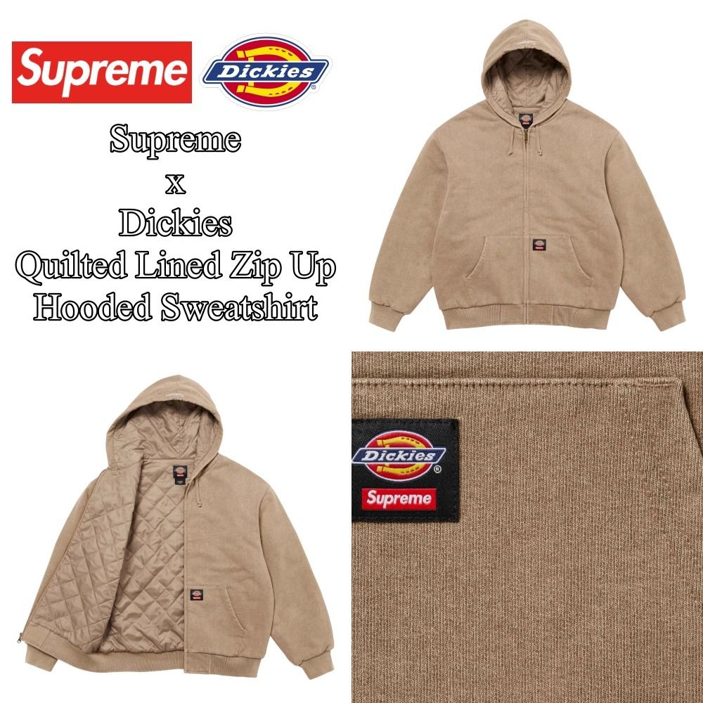 Supreme x Dickies】Quilted Lined Zip Up Hooded Tan 24FW (Supreme