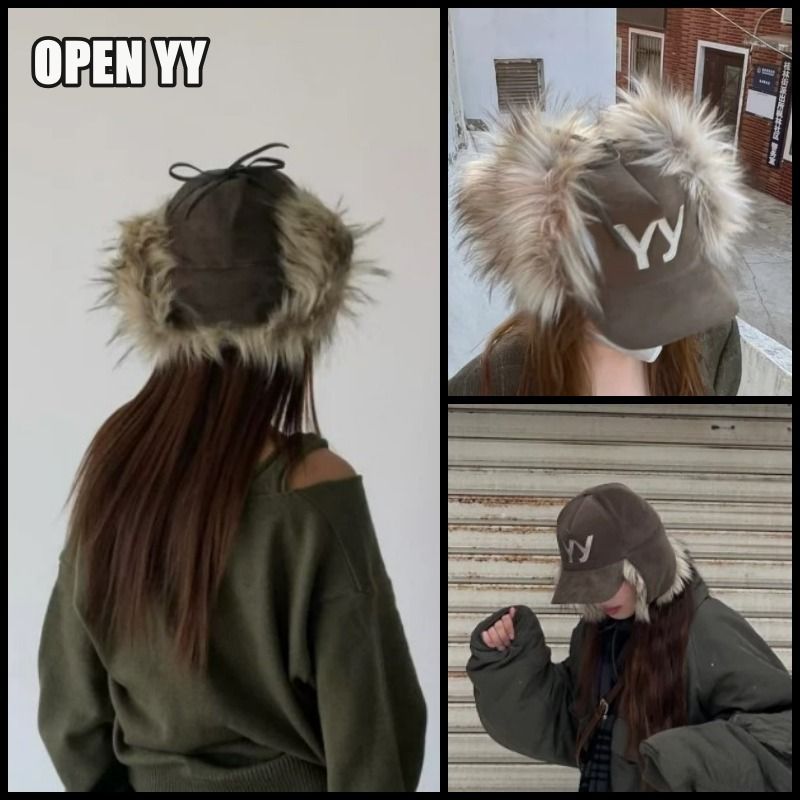 OPEN YY FAUX FUR CORDUROY EARFLAP CAP ファー キャップ (OPEN