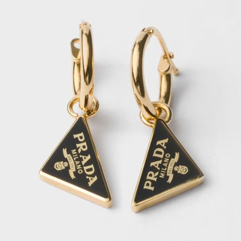 PRADA プラダ エナメルメタル ピアス トライアングルロゴ メンズ
