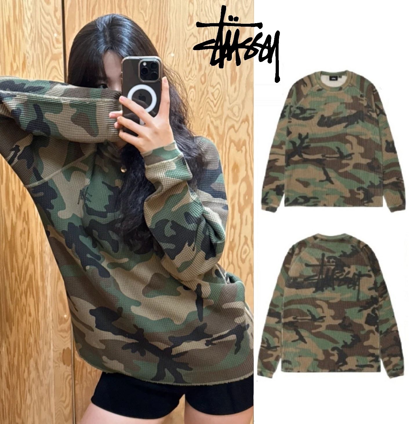 STUSSY】Basic Thermal Woodland Camo (STUSSY/Tシャツ・カットソー