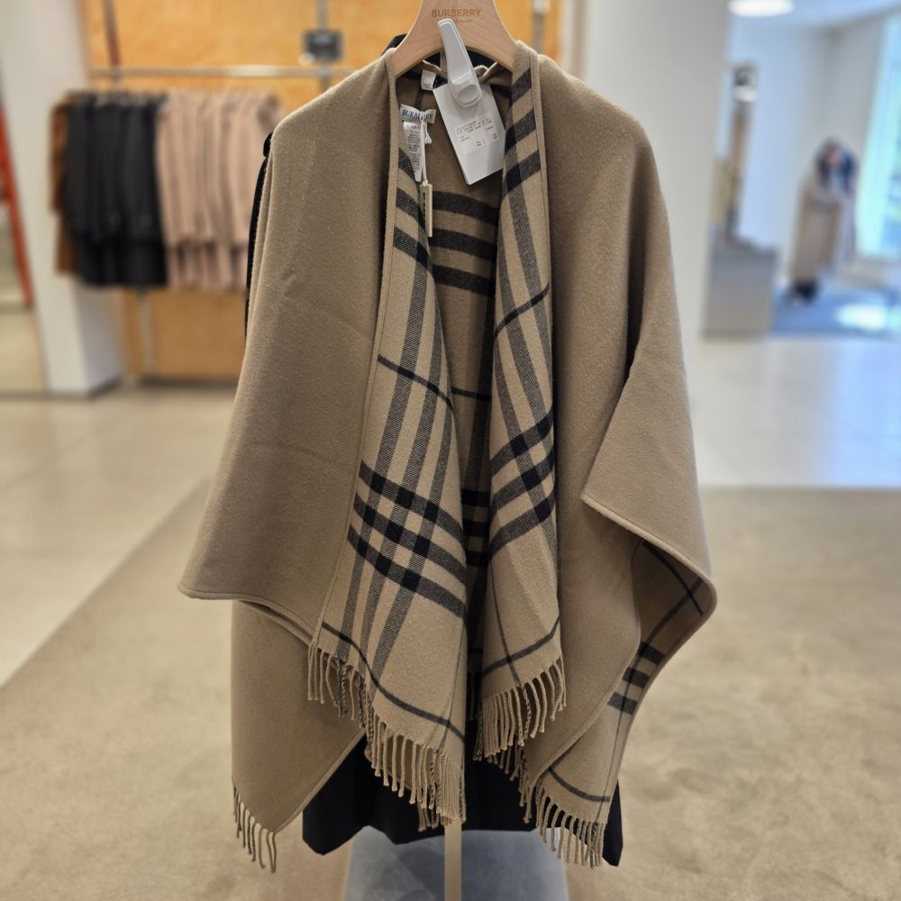BURBERRY]バーバリーレディース Giant Check Wool Cape (Burberry