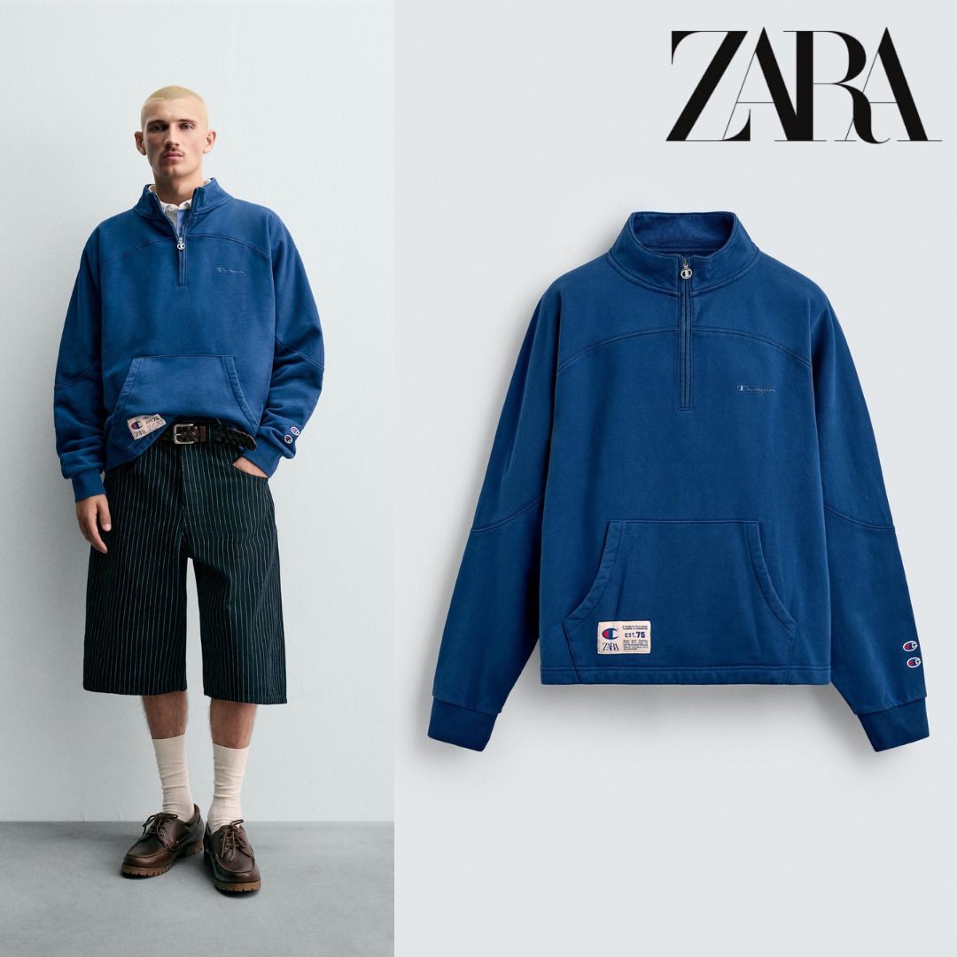 ZARA］CHAMPION X ZARA ジッパーネック スウェットシャツ (ZARA