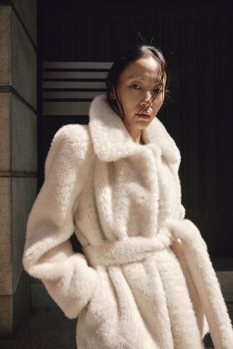 ZARA】ZW COLLECTION フェイクファーコート ベルト付き (ZARA/コート