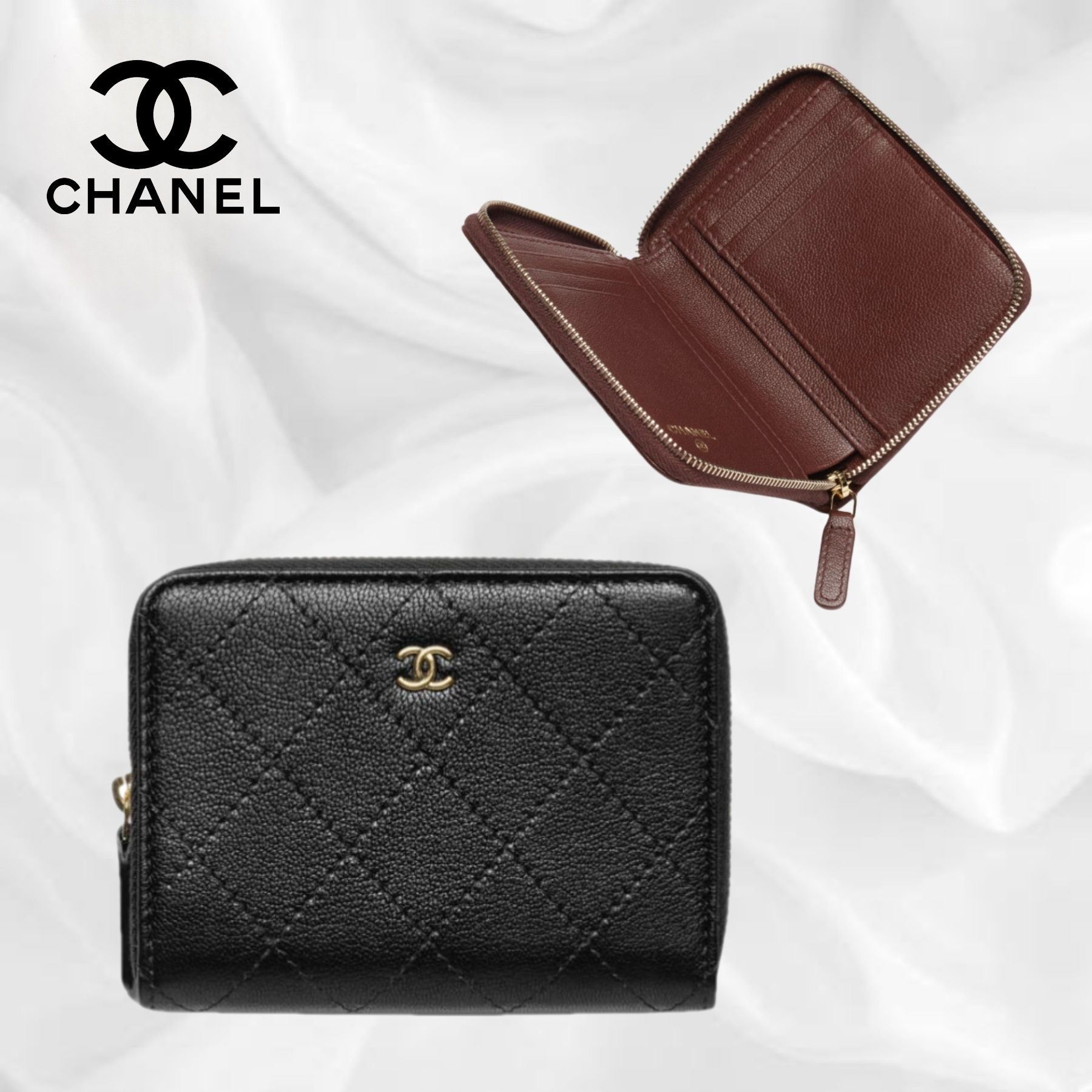 CHANEL】ジップ コインパース ミニウォレット 財布 お札も入る (CHANEL