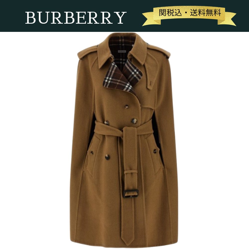 関税・送料込】Burberry ウール ベルモント トレンチ ケープ (Burberry