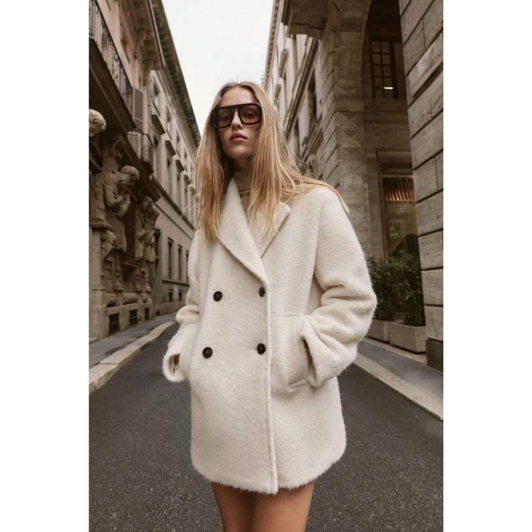 ZARA］ブークレダブルブレストミディ丈コート (ZARA/コート) 8073/328