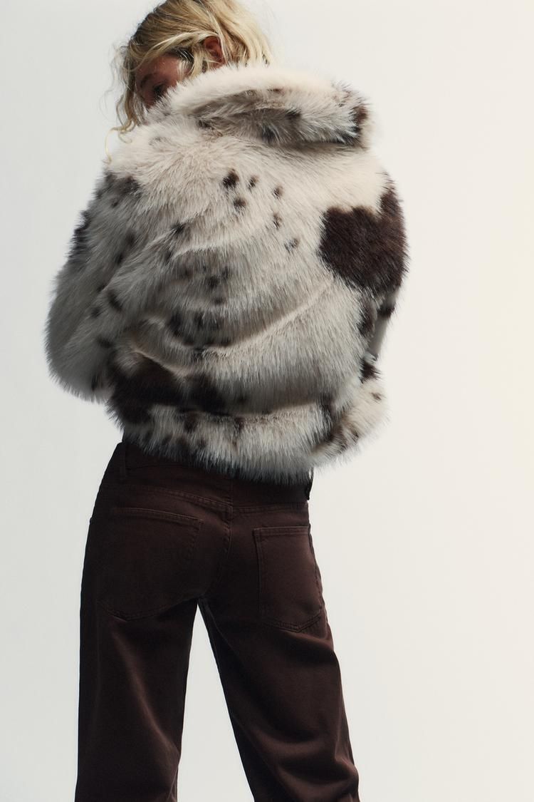 ZARA】アニマルプリント フェイクファーショートコート (ZARA/コート
