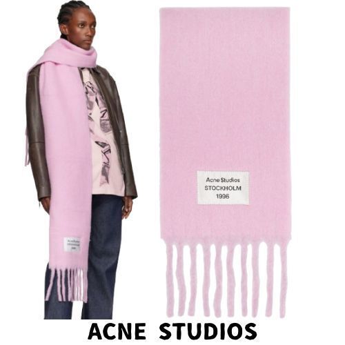 Acne Studios】フリンジ ロゴラベル マフラー (Acne Studios/マフラー