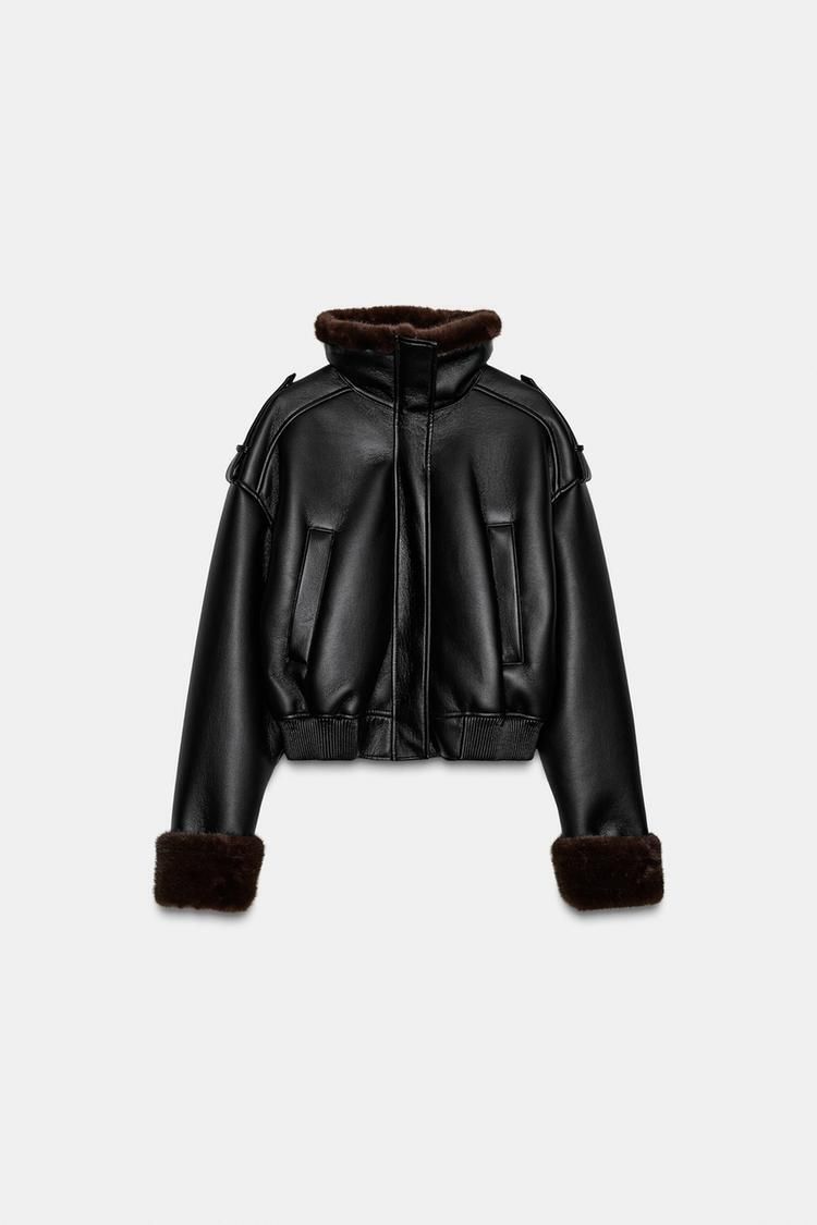 ZARA ダブルフェイスフェイクレザーボンバージャケット 8490/760 (ZARA