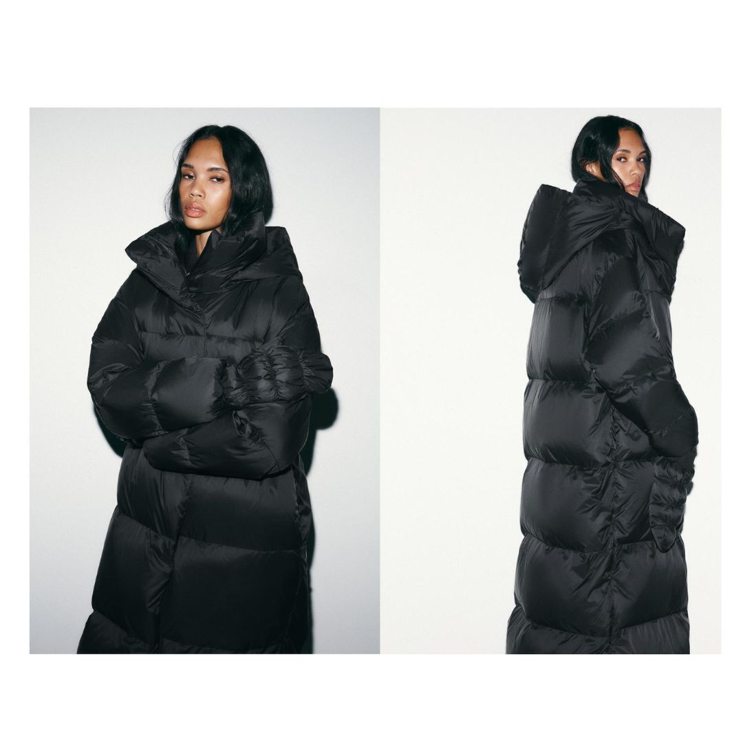 ZARA】ロング丈ダウンジャケット、フード、グローブ付き (ZARA/ダウン