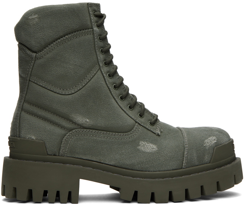 Balenciaga Green Combat Strike Boots Balenciaga