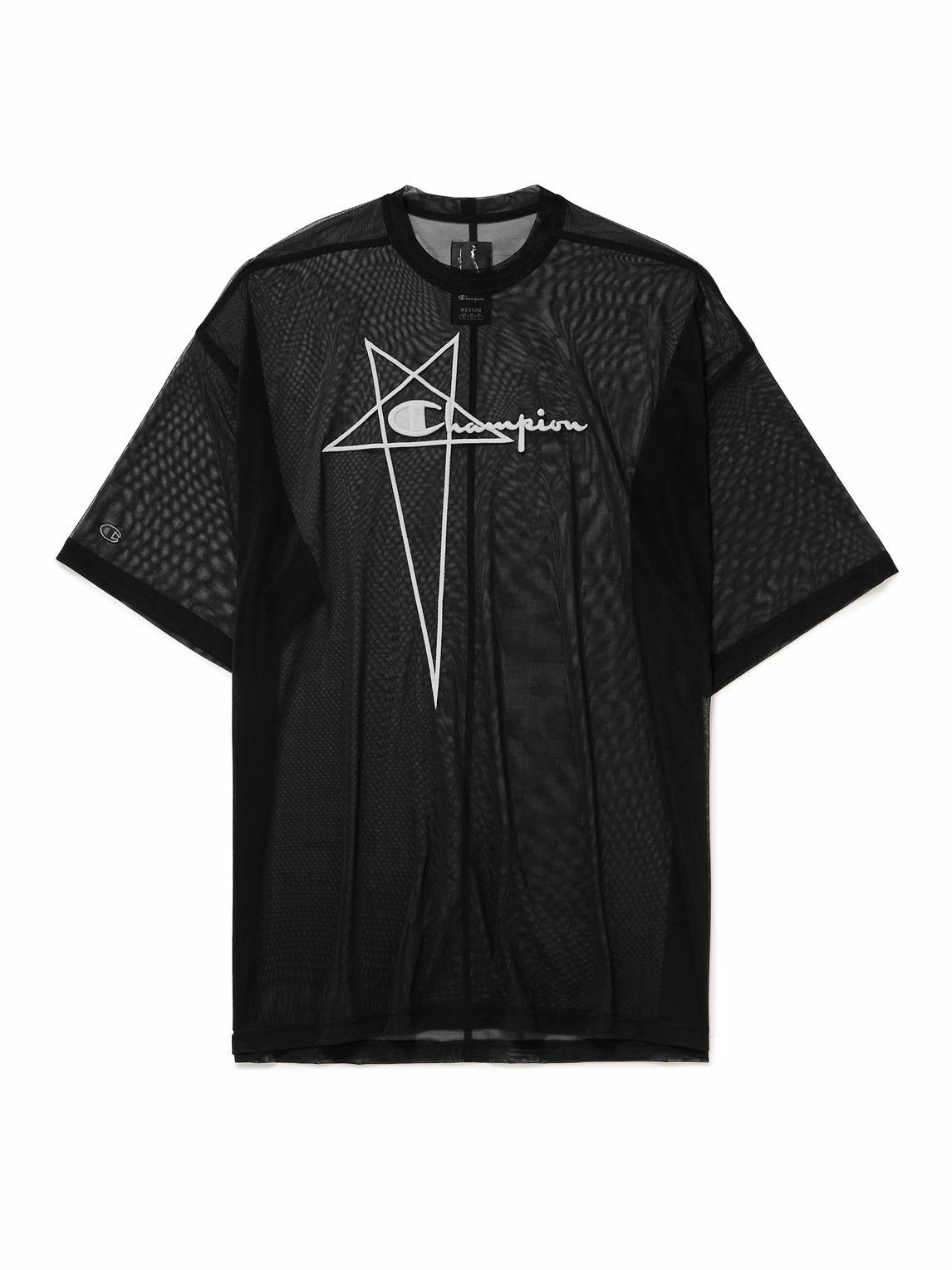 Rick Owens - Champion Tommy Oversized Embroidered Recycled-Mesh T