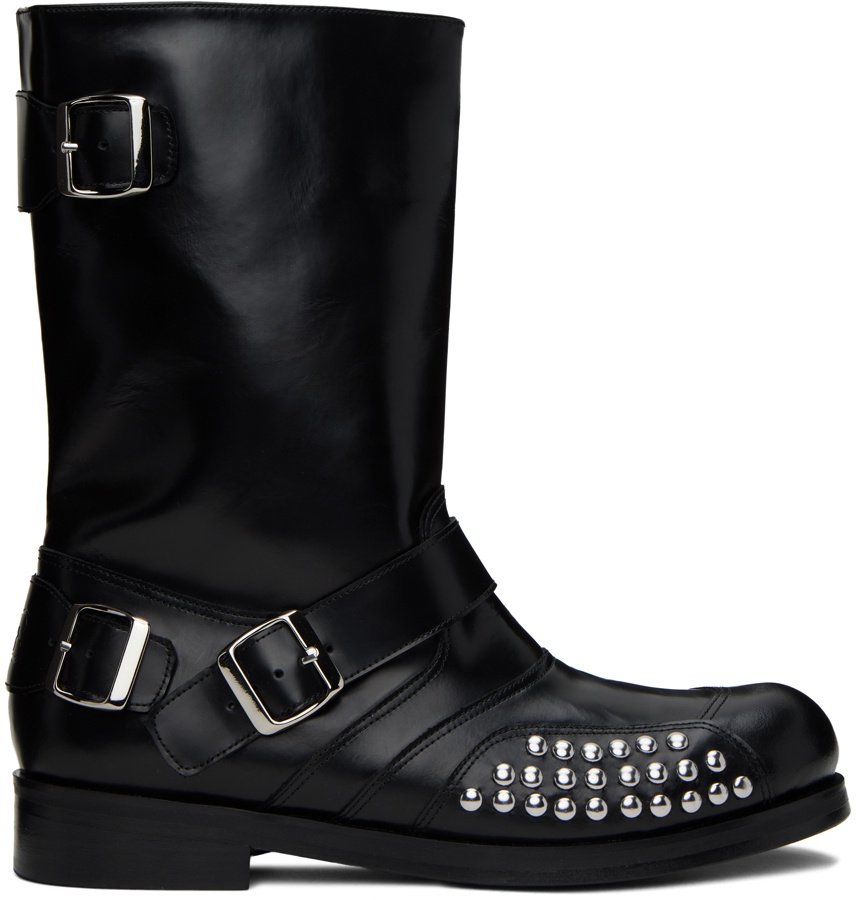 Stefan Cooke Black & Silver Star Biker Boots Stefan Cooke