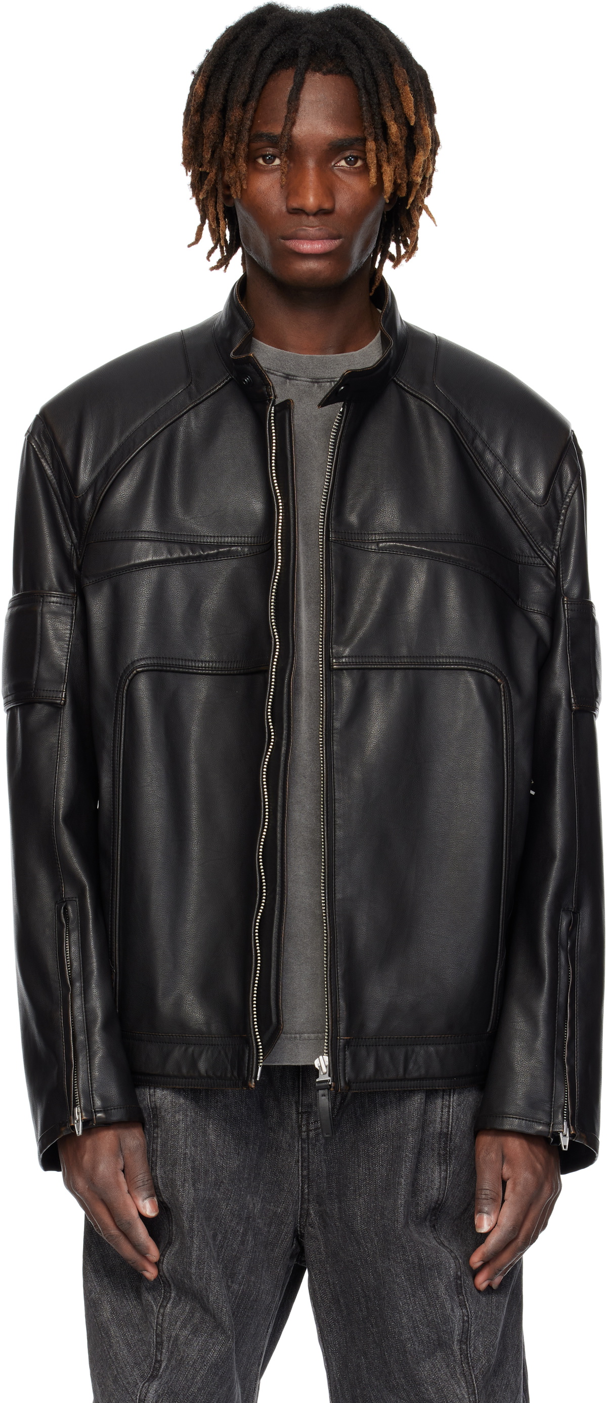 Juun.J Black Rider Faux-Leather Jacket Juun.J