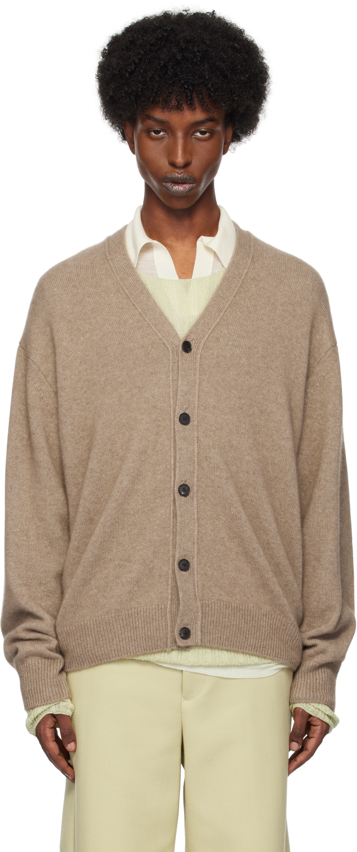 AURALEE Beige Baby Cashmere Knit Cardigan Auralee