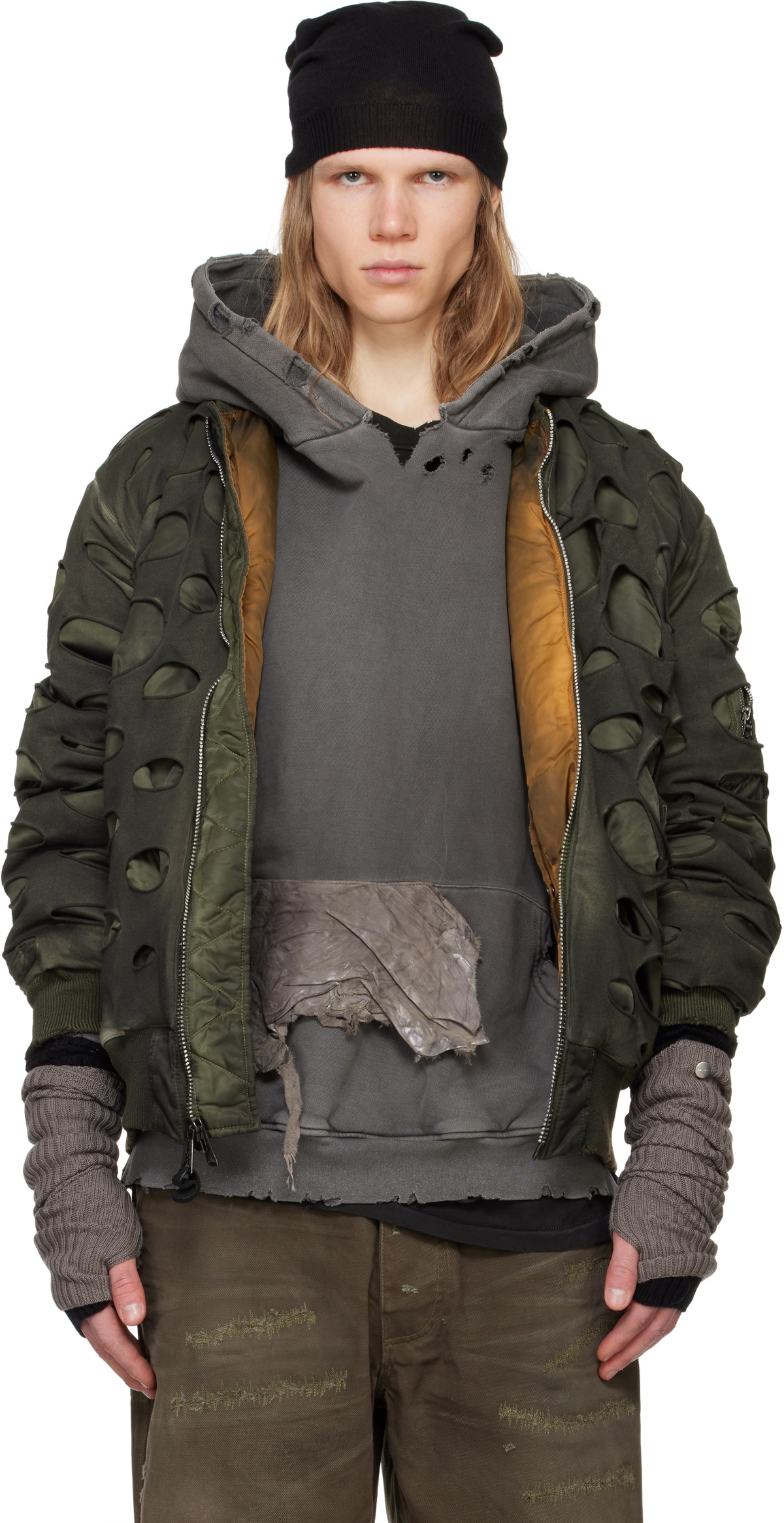 Alexander Digenova Khaki Double Layer Reversible Bomber Jacket