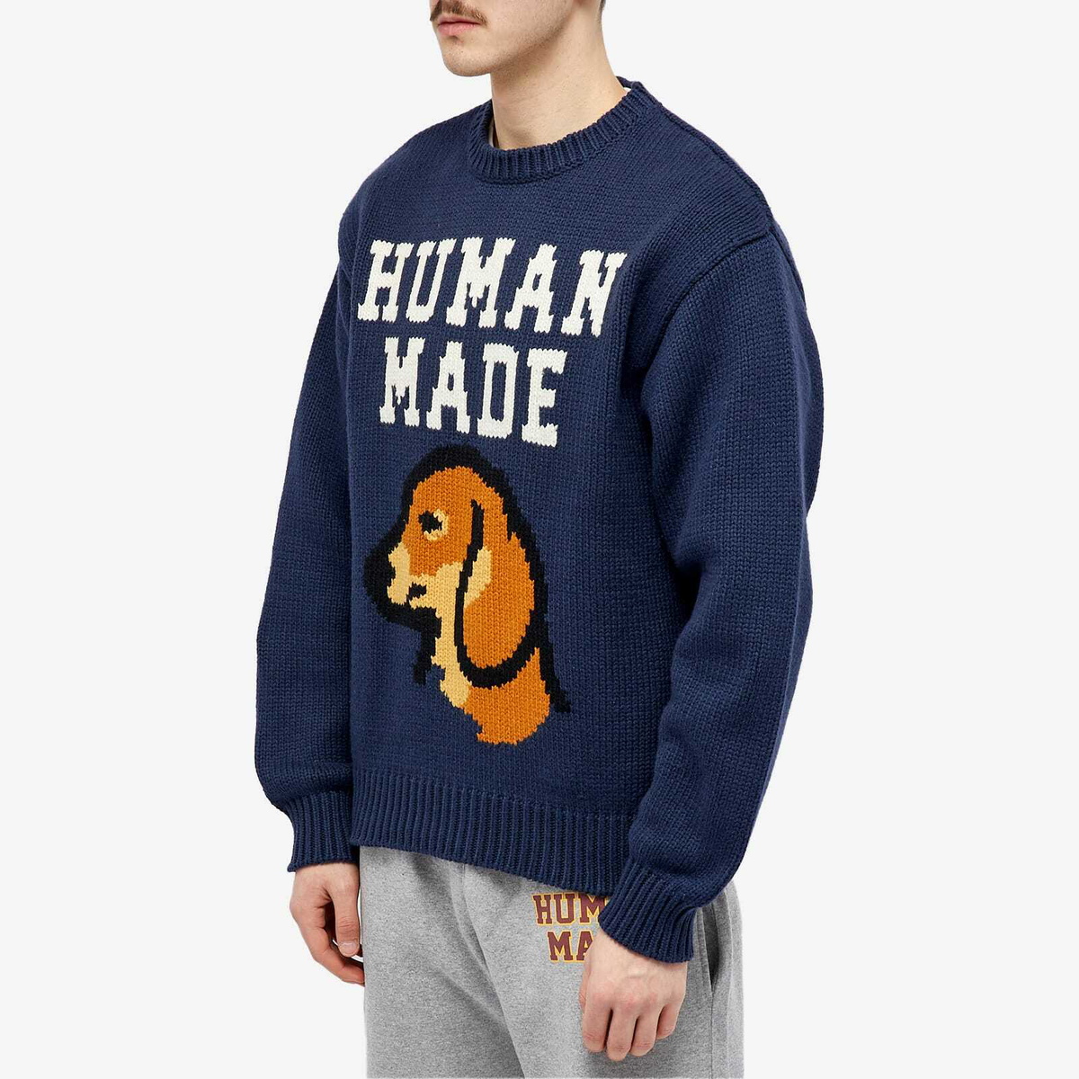 Human Made Men's Dachs Knit Sweater in Navy Human Made