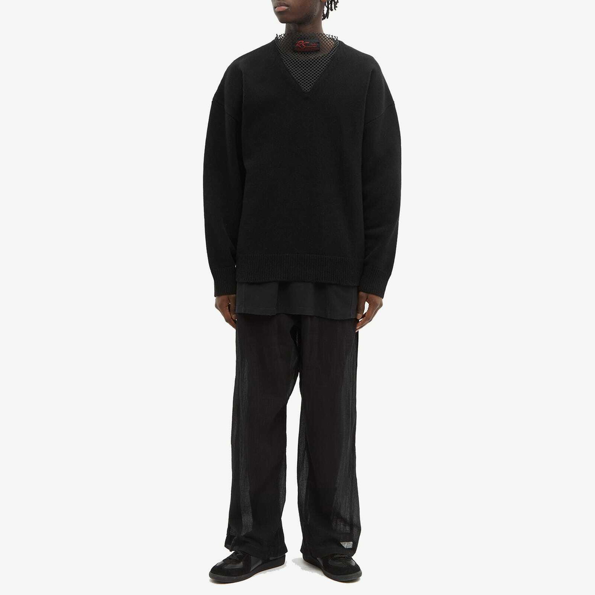 Raf Simons Men's Loose Fit V-Neck Knit in Black Raf Simons