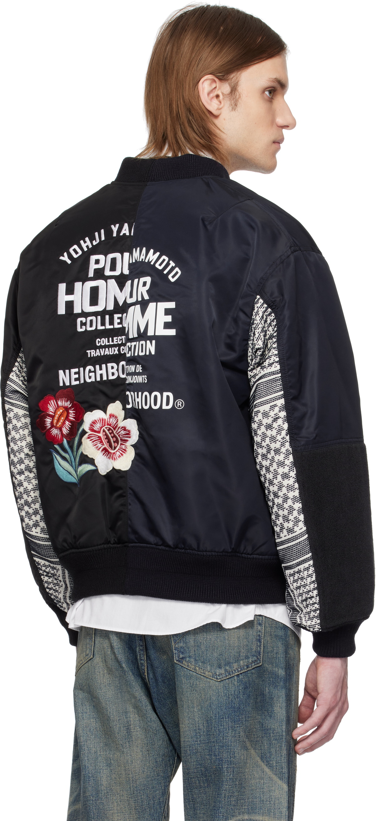 YOHJI YAMAMOTO Black NEIGHBORHOOD Edition MA-1 Bomber Jacket Yohji