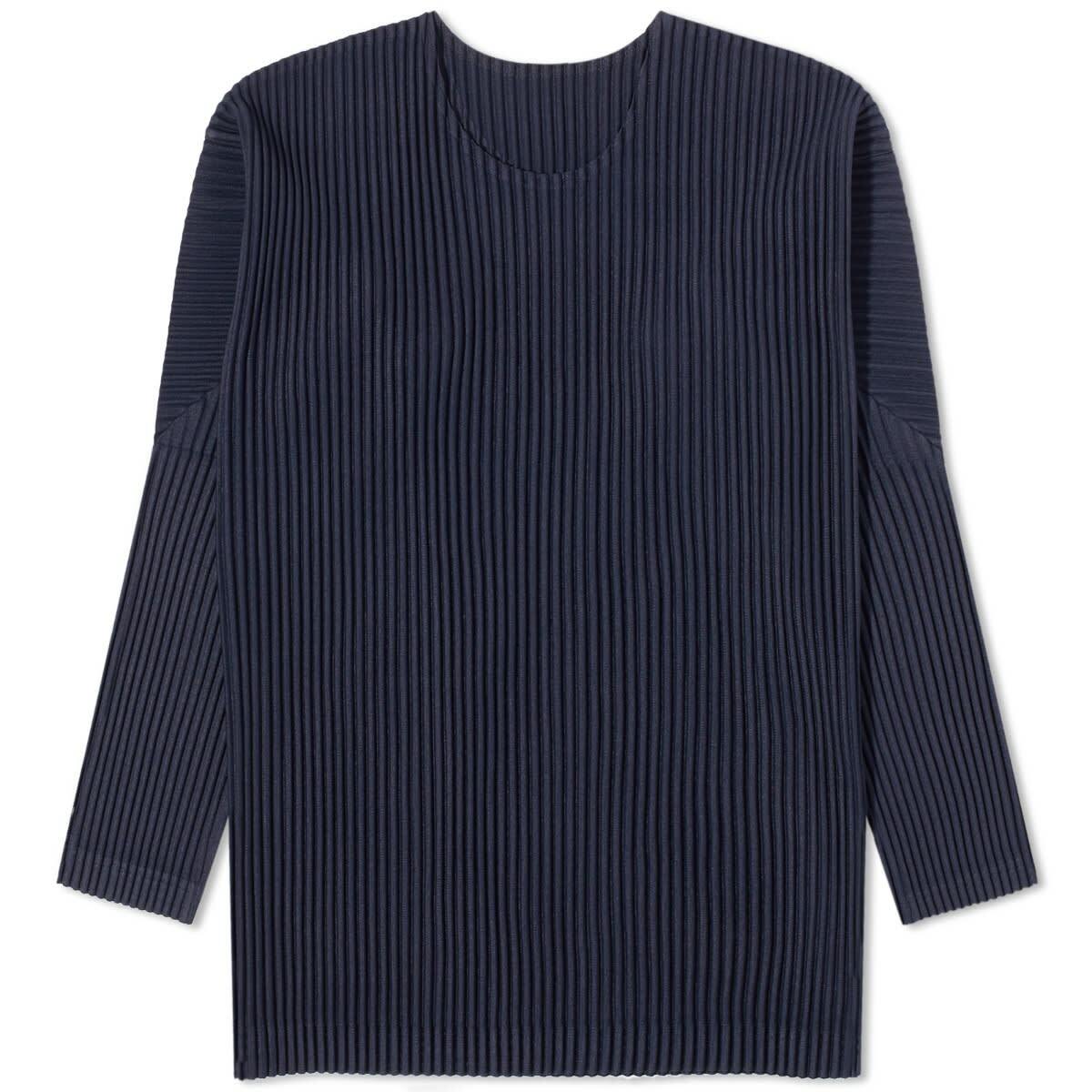 Homme Plissé Issey Miyake Men's Pleated Long Sleeve T-Shirt in