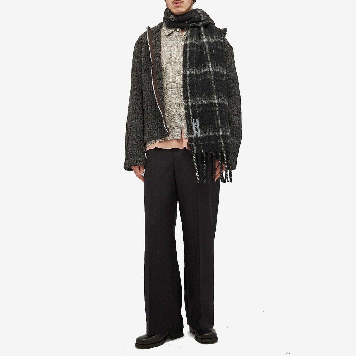 Our Legacy Men's Estate Alpaca Scarf in Black Fuzzy Alpaca Check