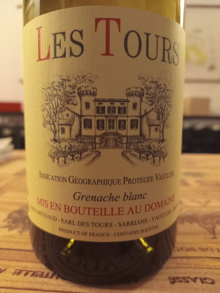 2019 Domaine des Tours Grenache Blanc Vaucluse Les Tours