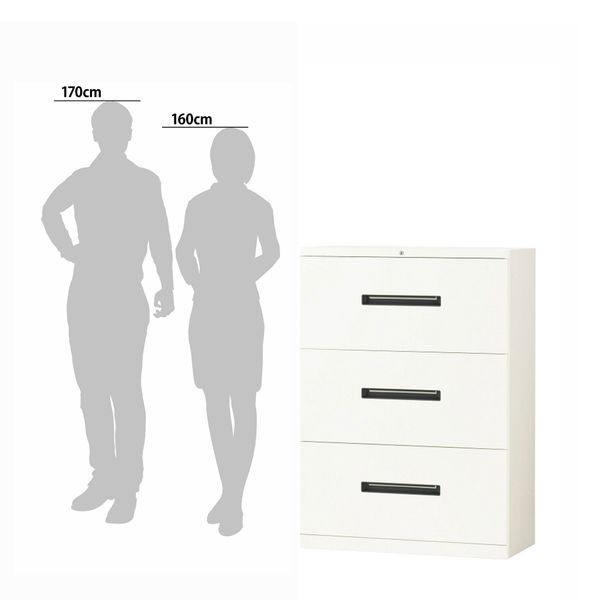 軒先渡し】オカムラ スチール収納VILLAGE ラテラルキャビネット 3段