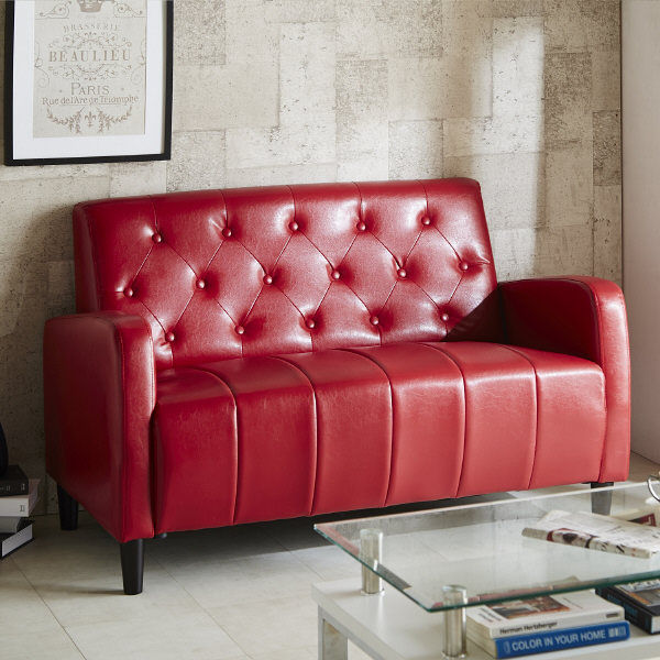 後藤家具物産 2Pソファ 皮革合皮 PVC 座面ポケットコイル仕様 レトロ