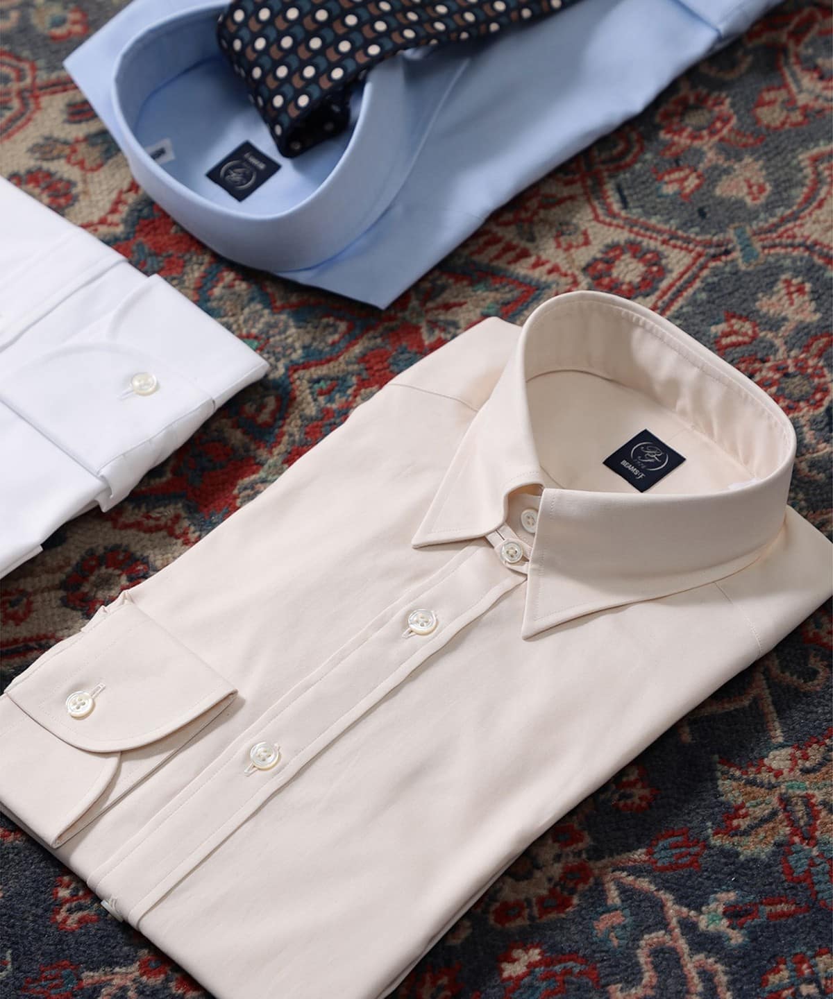 BEAMS F（ビームスF）オックスフォード シャンブレー タブカラーシャツ