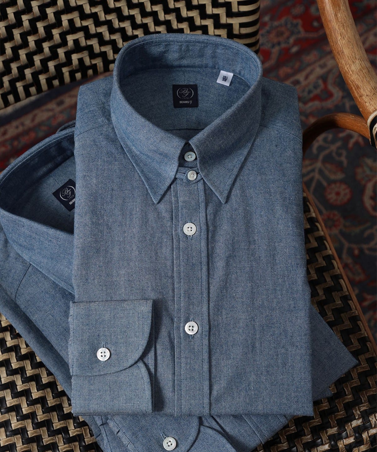 BEAMS F（ビームスF）シャンブレー タブカラーシャツ（シャツ