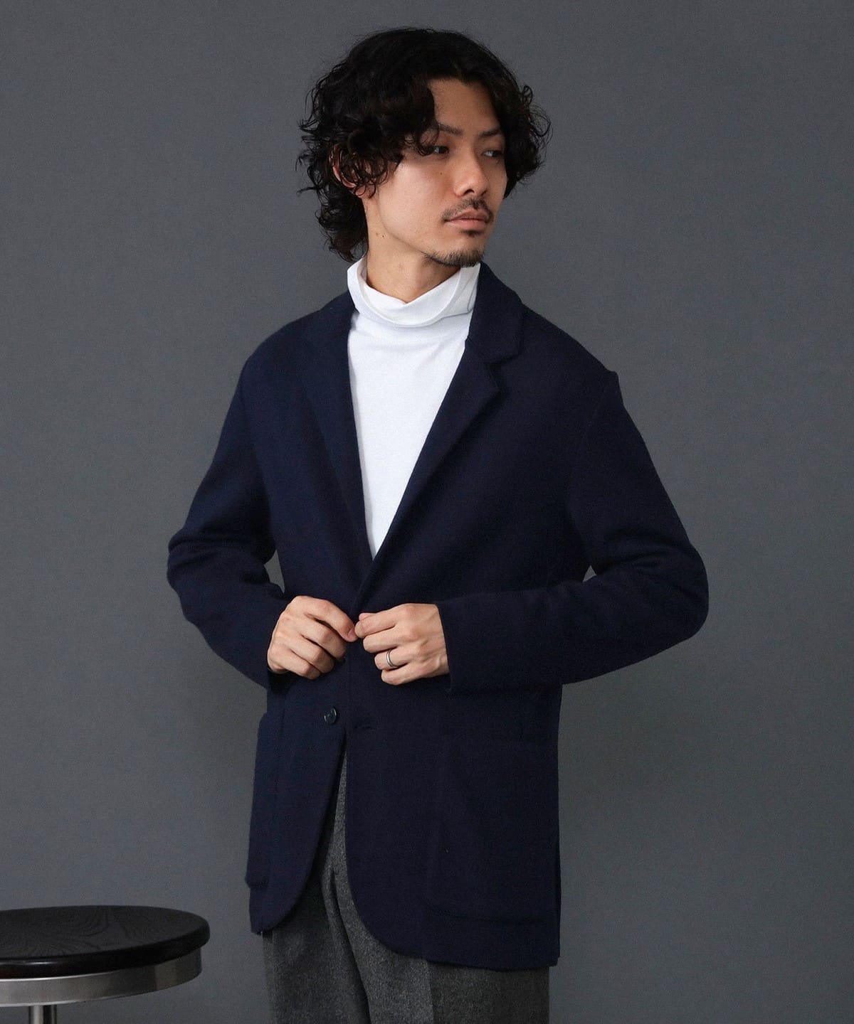 BEAMS F（ビームスF）Finjack / ウールナイロン ニットジャケット