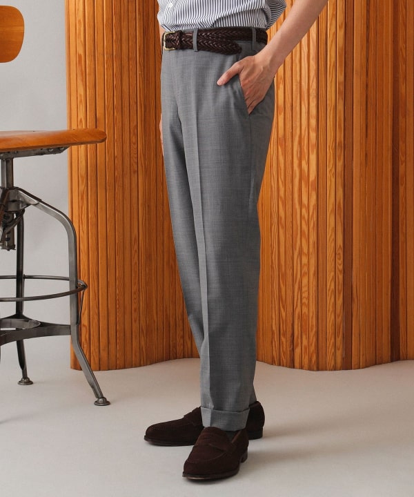 BIOTOP】ノープリーツウールスラックス サイズL BIOTOP】ノープリーツ