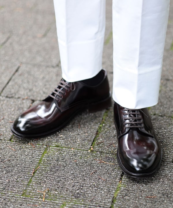 BEAMS HEART（ビームス ハート）ガラスレザー 外羽根 プレーントゥ