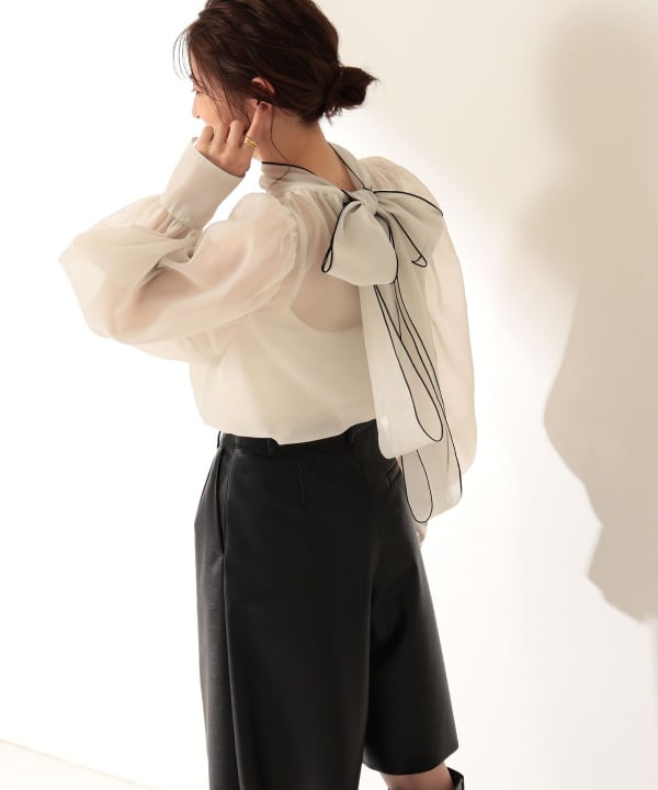 Demi-Luxe BEAMS（デミルクス ビームス）オーガンジー リボンブラウス