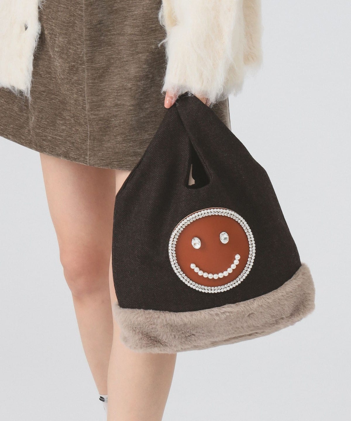 Ray BEAMS（レイ ビームス）【別注】ECODECO / ツイード ファー バッグ