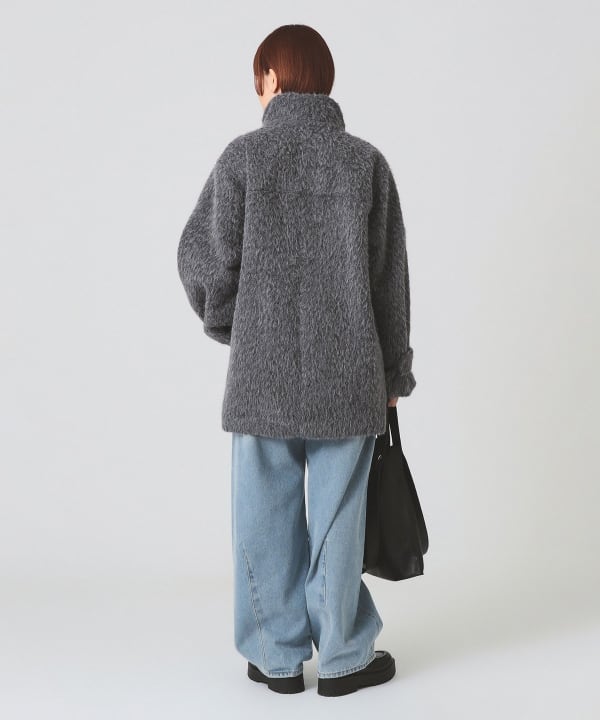 Ray BEAMS（レイ ビームス）シャギー スタンドカラー ハーフ コート